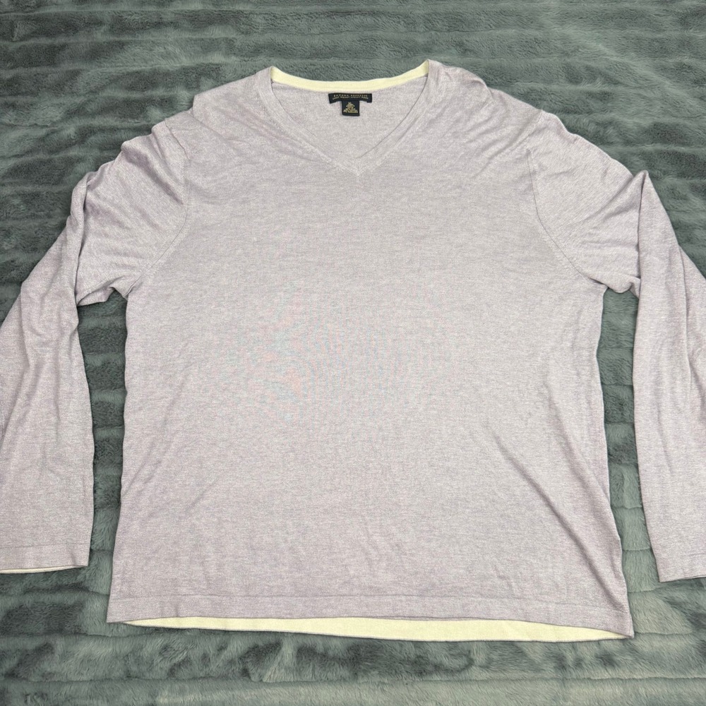 Banana Republic Mens XL V-Neck Sweater Silk Cotton Cashmere Blend Lavender 13326